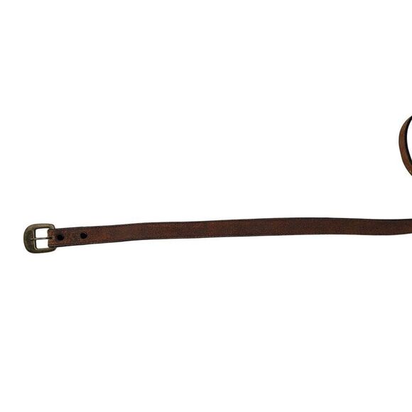 Vintage Brut-Can Unisex Western Suede Skinny Belt 41" Camel Brown USA Cowhide - Picture 7 of 8